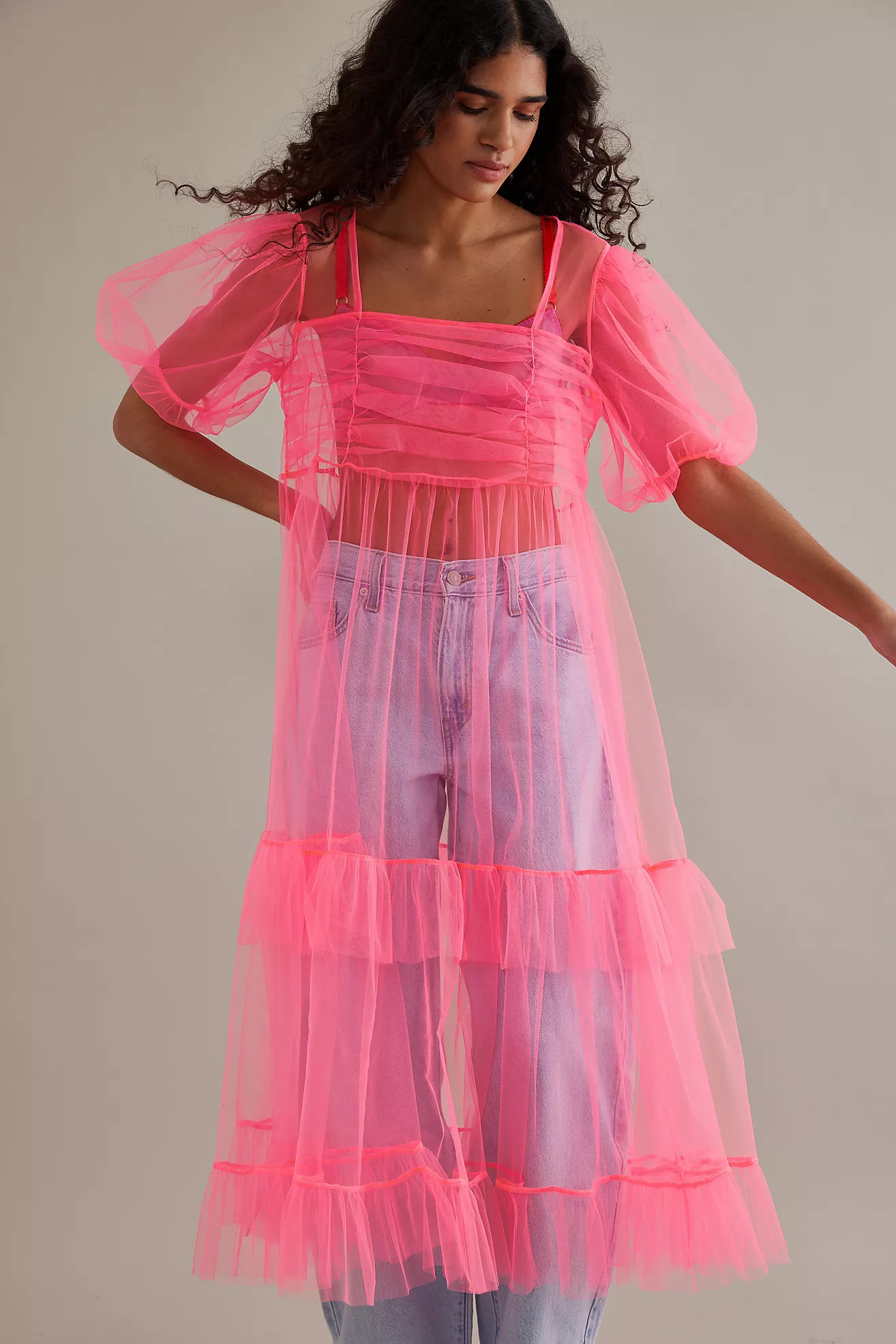 Orla Square Neck Tulle Midi Dress | Anthropologie (UK)