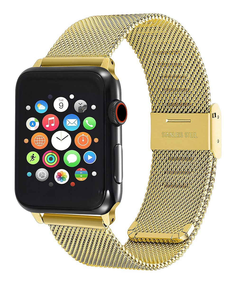 Goldtone Stainless Steel Mesh Apple Watch Band | zulily