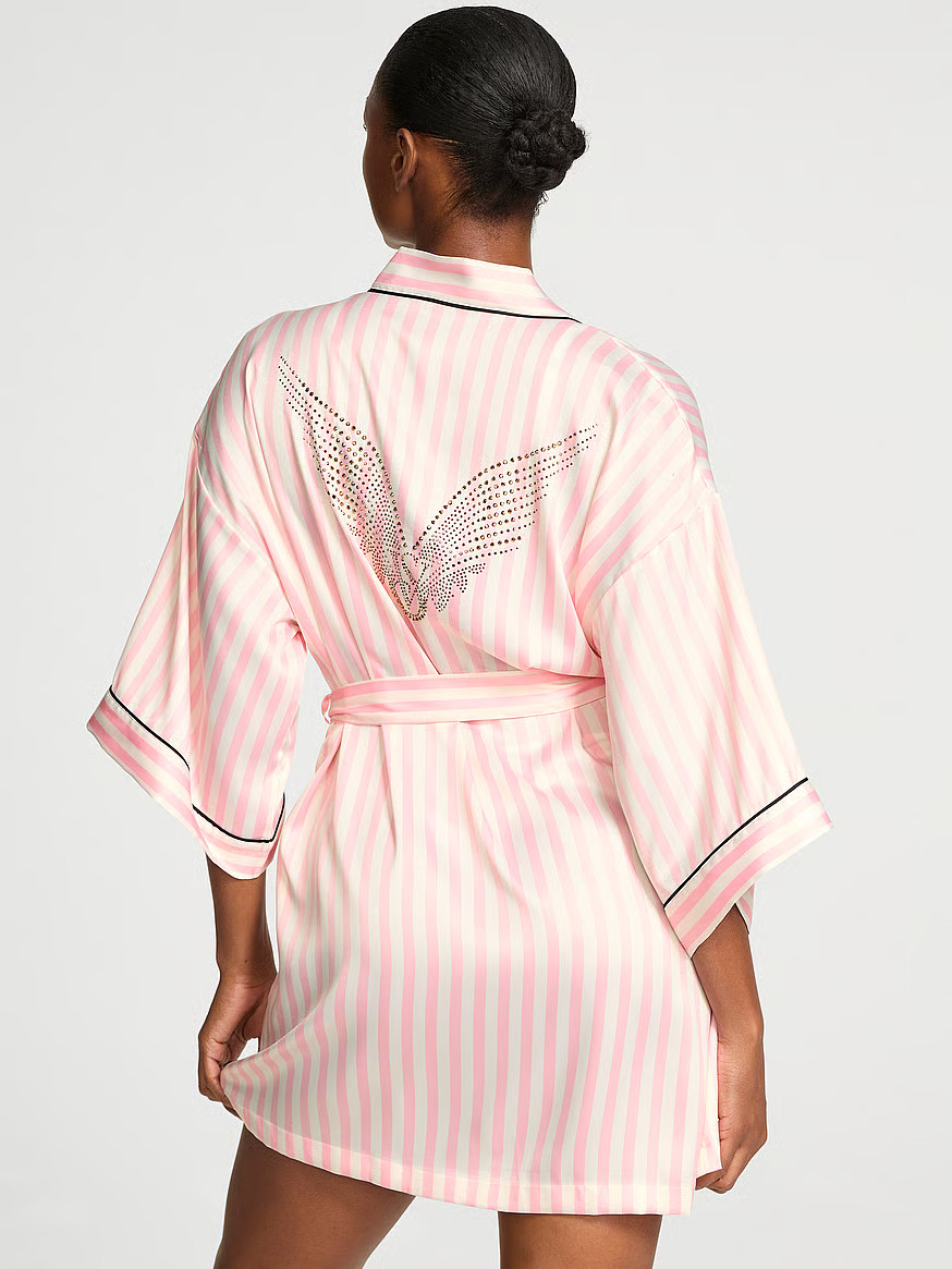 Buy Satin Short Piped Robe, Print - Order Robes online - Victoria's Secret US | Victoria's Secret (US / CA )