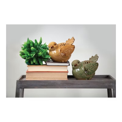 Decorative Caramel Ceramic Birds for Shelves – Set of 2 6.89" by Manual Woodworkers and Weavers | Target
