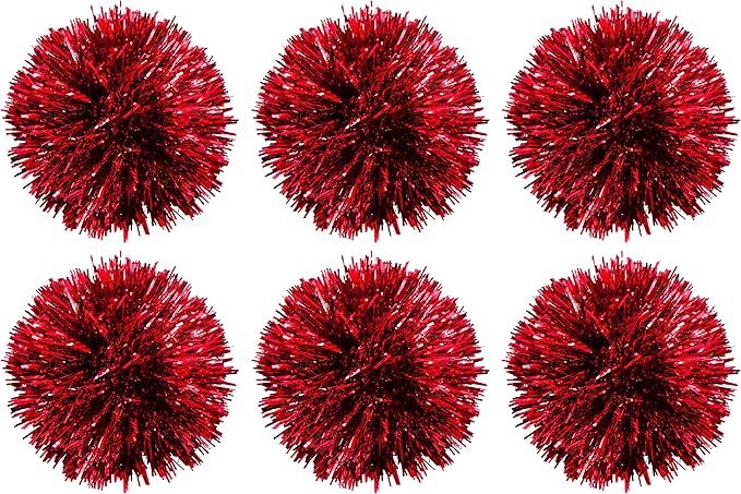 CT CRAFT LLC 4" Length, 6 Count Self-Adhesive Tinsel Bows Gift Wrap Accessory - Red | Amazon (US)