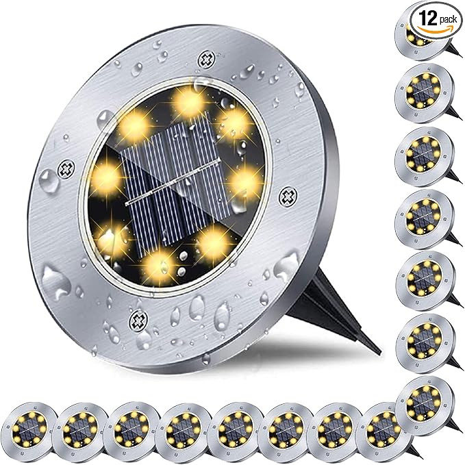 Solar Ground Lights, Waterproof Solar Garden Lights, Upgraded Outdoor Garden Waterproof Bright in... | Amazon (US)