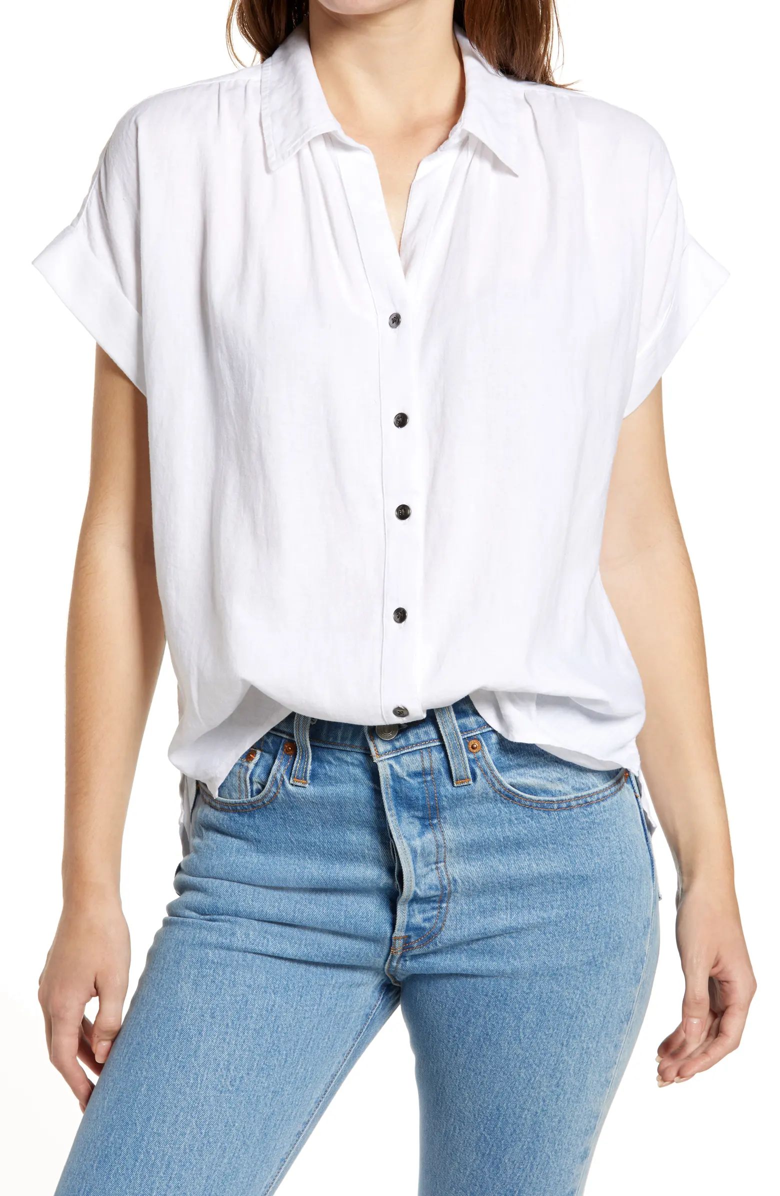 Linen Blend Camp Shirt | Nordstrom