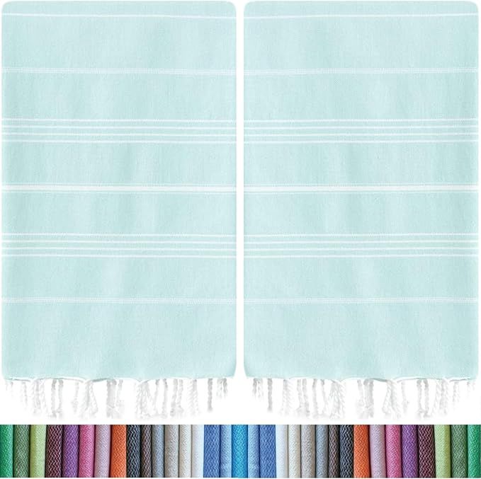 HAVLULAND |Pack of 2| Turkish Beach Towels Oversized 39x71, 100% Turkish Cotton Sand Free Quick D... | Amazon (US)