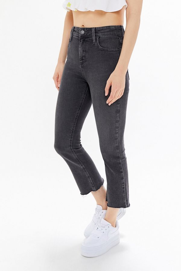 BDG High-Rise Cropped Kick Flare Jean - Washed Black | Urban Outfitters (US and RoW)