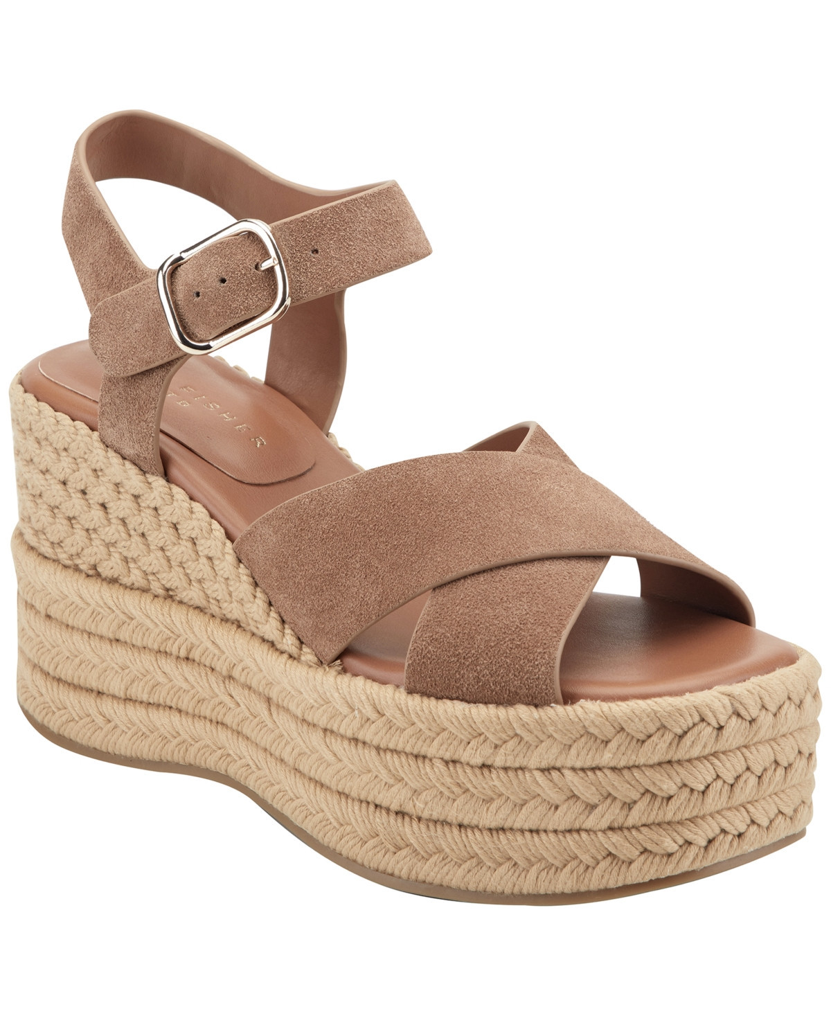 Marc Fisher Ltd Women's Pasion Platform Wedge Sandals - Brown Suede | Macy's