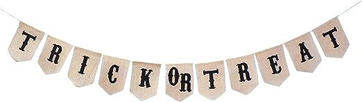 Halloween Banner – Trick or Treat Halloween Burlap Banner Pennant Garland Bunting for Fireplace... | Amazon (US)