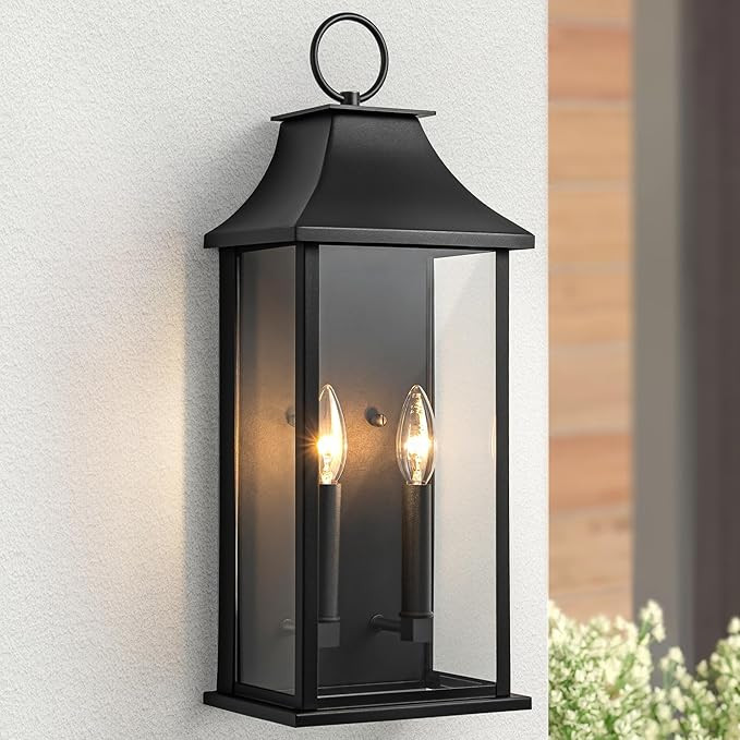 Outdoor Wall Lights, Dusk to Dawn Waterproof Outside Wall Sconce, Large Modern Wall Fixture with ... | Amazon (US)