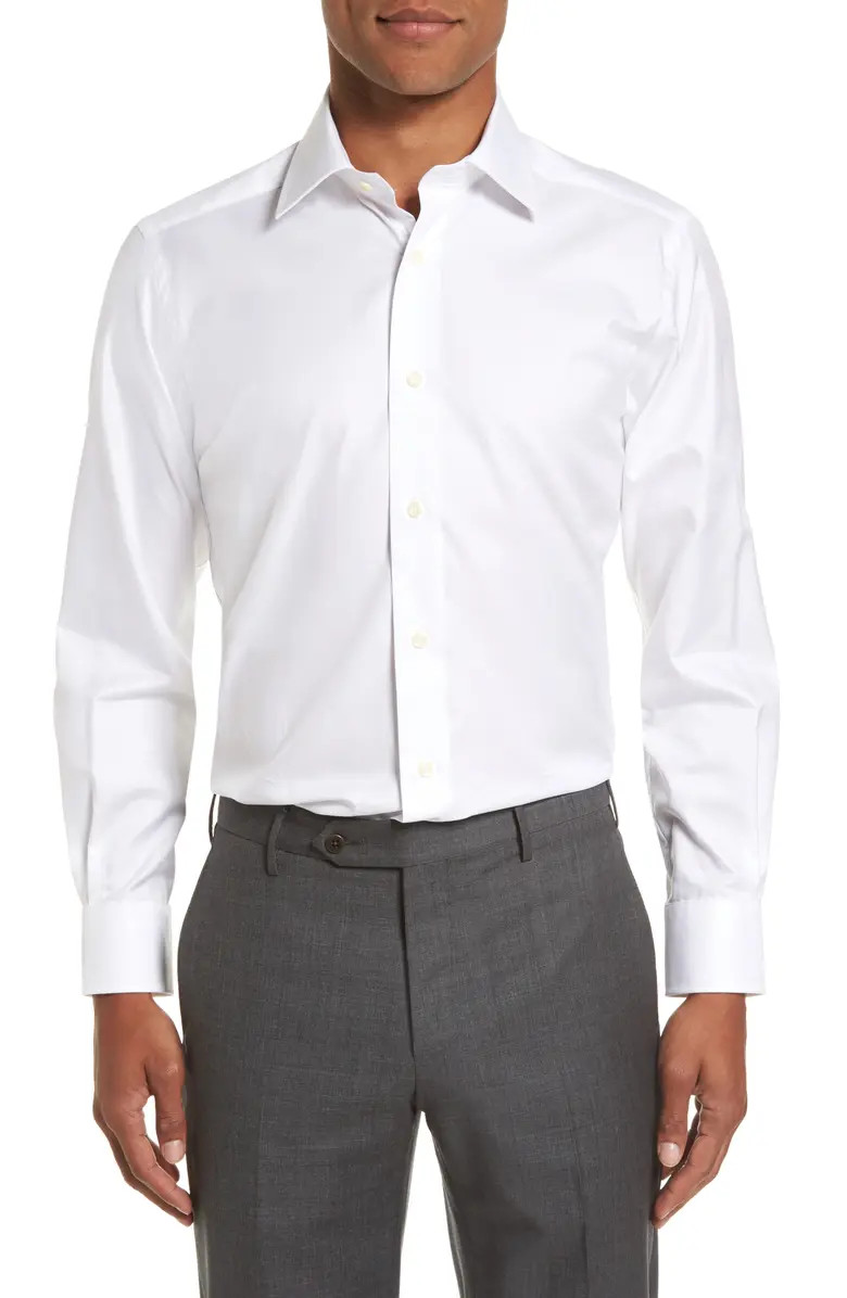 Trim Fit Superfine Twill Dress Shirt | Nordstrom
