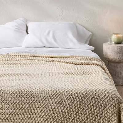 Full/Queen Chunky Knit Bed Blanket Natural - Casaluna™ | Target
