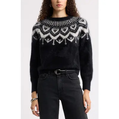 Nordstrom Brushed Cashmere Fair Isle Sweater in Brown Md Heather Fairisle at Nordstrom, Size Xx-Large | Nordstrom