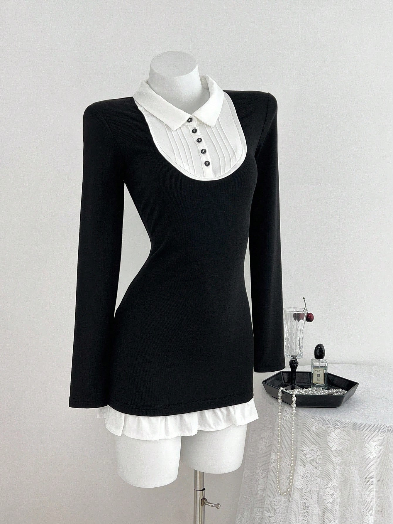 Elamini Women's Patchwork Color Block Long Sleeve Dress, Suitable For Back To School Season, Autu... | SHEIN