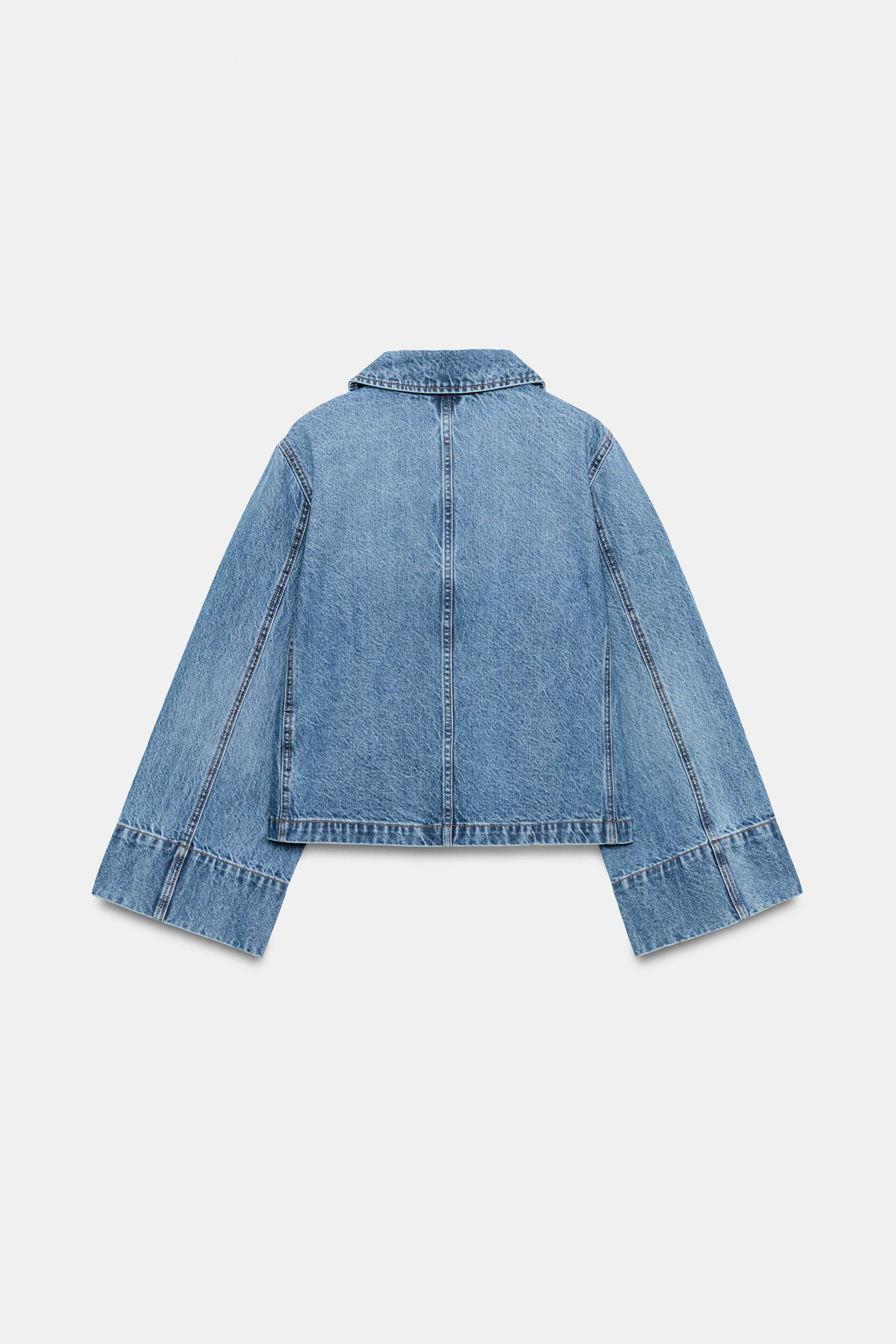 Jacket with lapel collar and wide long sleeves. Front patch pockets. Front metal button closure. | Zara US