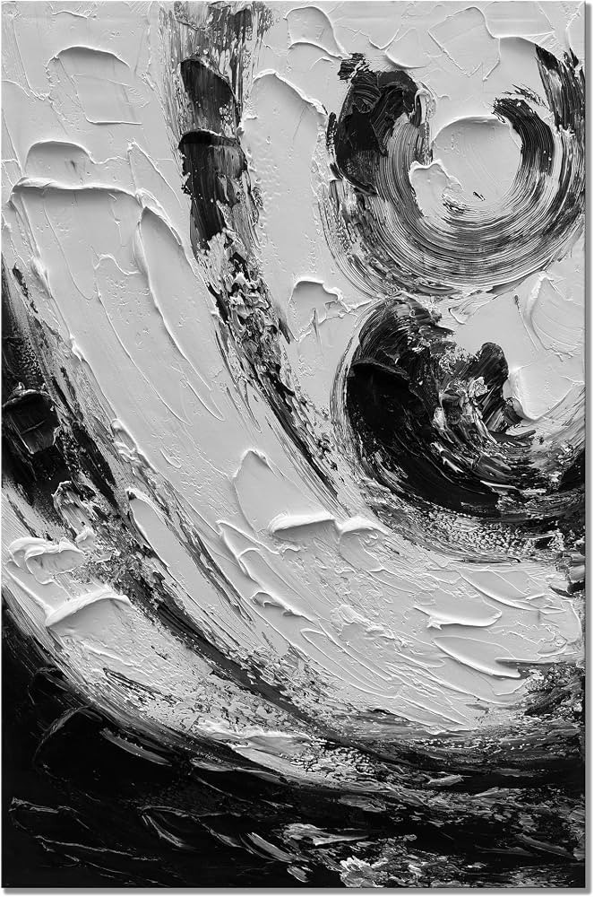 zoinart Black and White Large Wall Art 30x45 Inches Abstract Vertical Wall Art Heavy Textured Art... | Amazon (US)
