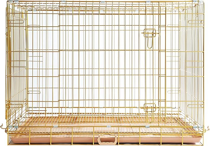 HOMEY PET Copper Gold Dog Crate 42 Inch, Portable Folding Metal Wire Dog Kennel Pet Dog Cage with... | Amazon (US)