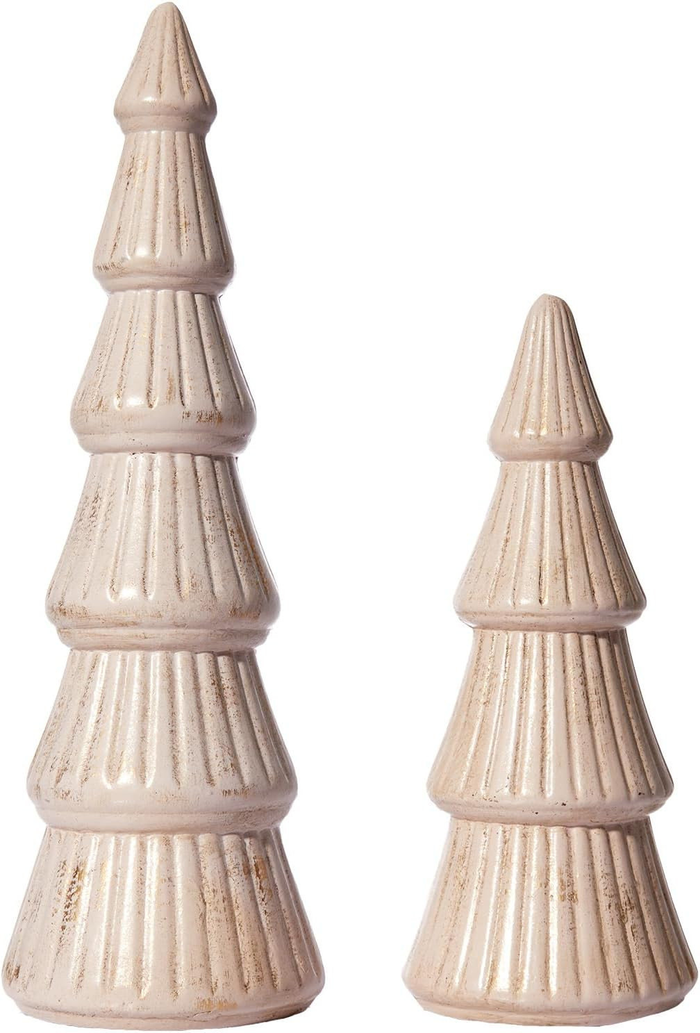 Wooden Christmas Tree Figurine, Tabletop Pink and Gold | Amazon (US)