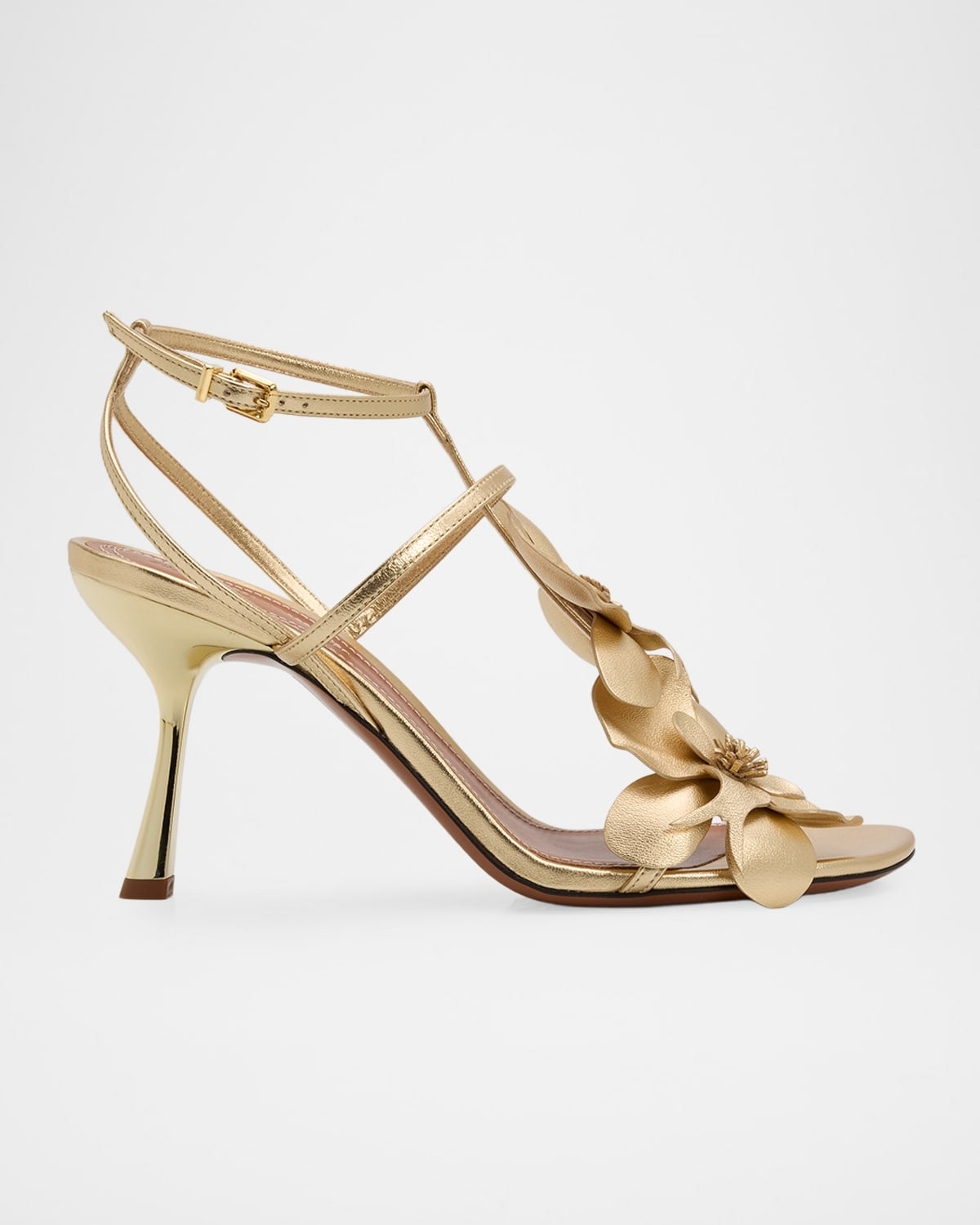 85mm Orchid Metallic Leather Sandals | Neiman Marcus