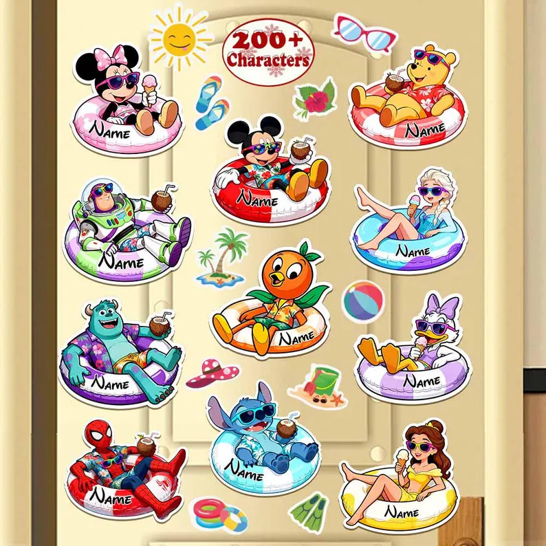200+ Disney characters Summer Cruise magnet, Swimming floats Mickey & friends, Personalized 1st C... | Etsy (US)