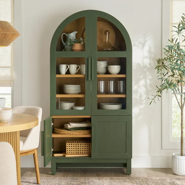 Better Homes & Gardens Juliet Kitchen Rounded Arch Cabinet, Deep Green Finish | Walmart (US)