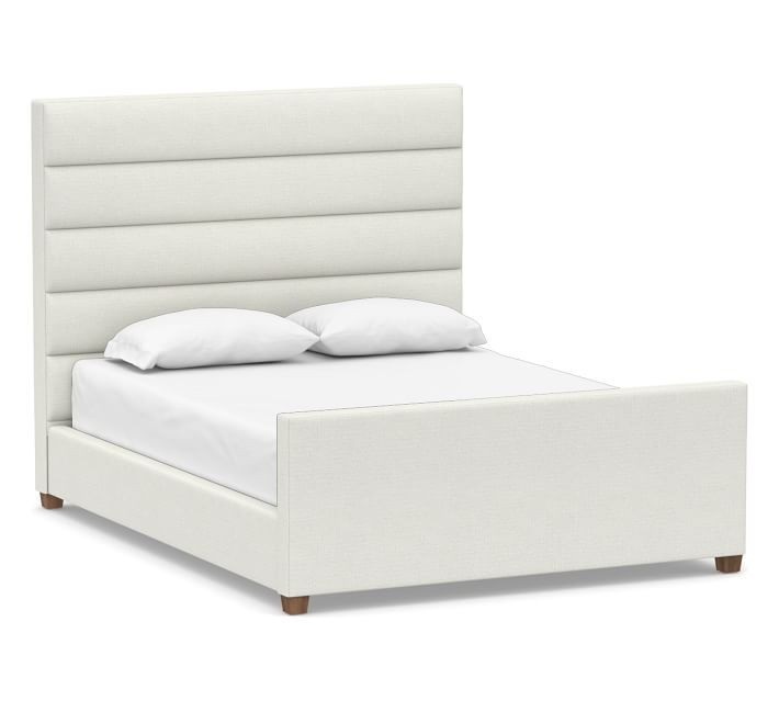Daphne Channel Upholstered Platform Bed, Queen, Basketweave Slub Ivory | Pottery Barn (US)