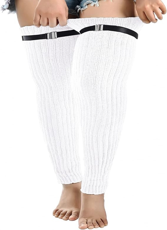 SherryDC Women's Plus Size Extra Long Leg Warmers Wide Thick Thigh High Footless Socks Over Knee ... | Amazon (US)