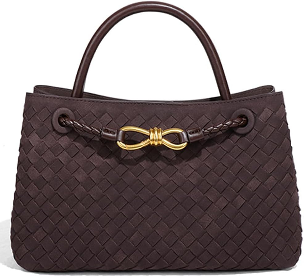 Suede Woven Tote Bag for Women Retro Woven Bag Handbag Bow Shoulder Satchel Suede Crossbody Purse... | Amazon (US)