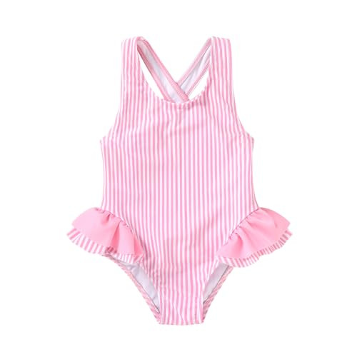Toddler Swimsuit Girl Infant One Piece Swimwear Stripe Floral Summer Beach Bathing Suits with Bow... | Amazon (US)