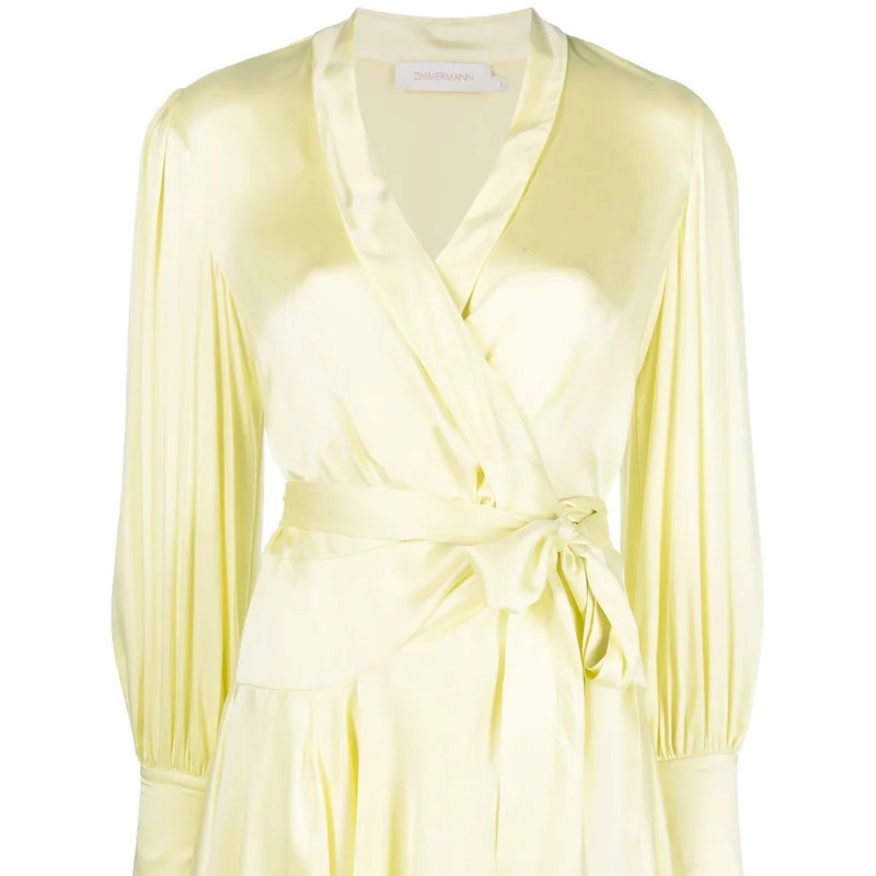ZIMMERMANN Zimmermann Silk Wrap Mini Dress Lemon - Yellow - 0 | Verishop