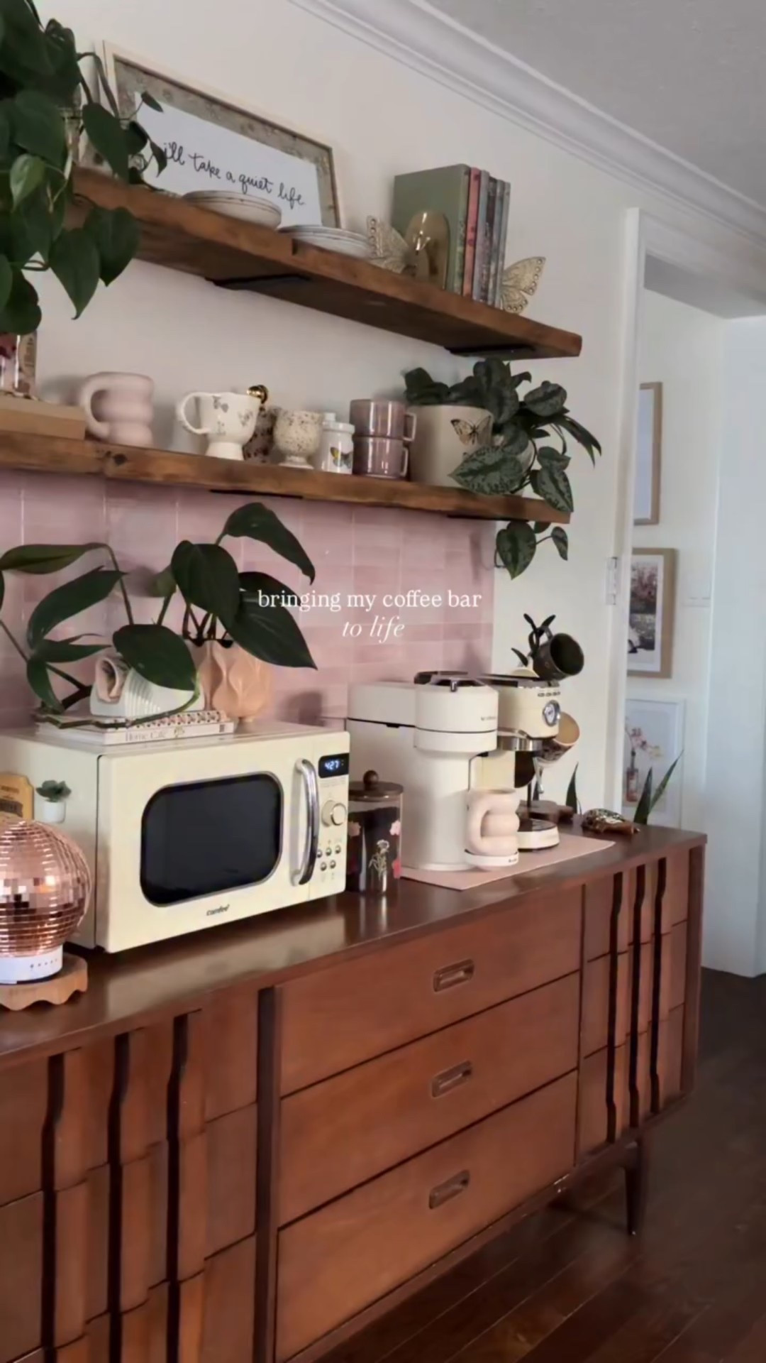 reliving the making of our coffee bar ☕
 
still one of my favourite projects in our home 🥹🫶🏼
 
 
 
 
#coffeebar coffee station #kitchendecor styling a coffee bar #homedecorideas peel and stick tiles #interiorstyling kitchen ideas #cozyhome

#LTKHome