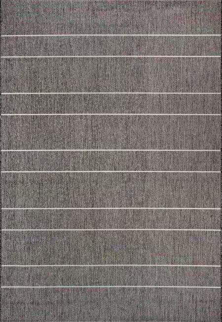 Dark Grey Venetian Pinstripes Indoor/Outdoor 7' 6" x 10' 9" Area Rug | Rugs USA