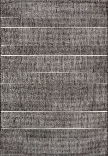 Dark Grey Venetian Pinstripes Indoor/Outdoor 7' 6" x 10' 9" Area Rug | Rugs USA