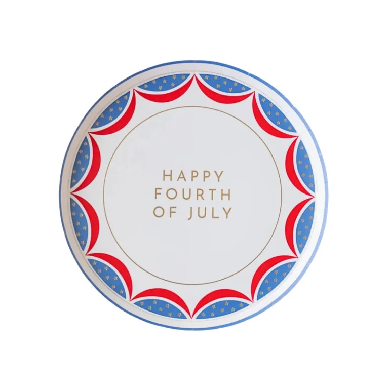 Bonjour F\u00eate Happy 4th of July Small Paper Plates, Disposable Party Supplies, 8 Count, 8 Inc... | Walmart (US)