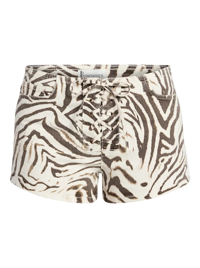 No Boundaries Festival Boho Lace Up Denim Shorts, 2.5" Inseam, Women's XXS-XXL | Walmart (US)