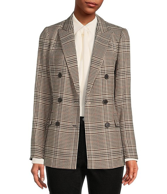Antonio Melani Riviera Plaid Print Long Sleeve V-Neck Statement Blazer | Dillard's | Dillard's