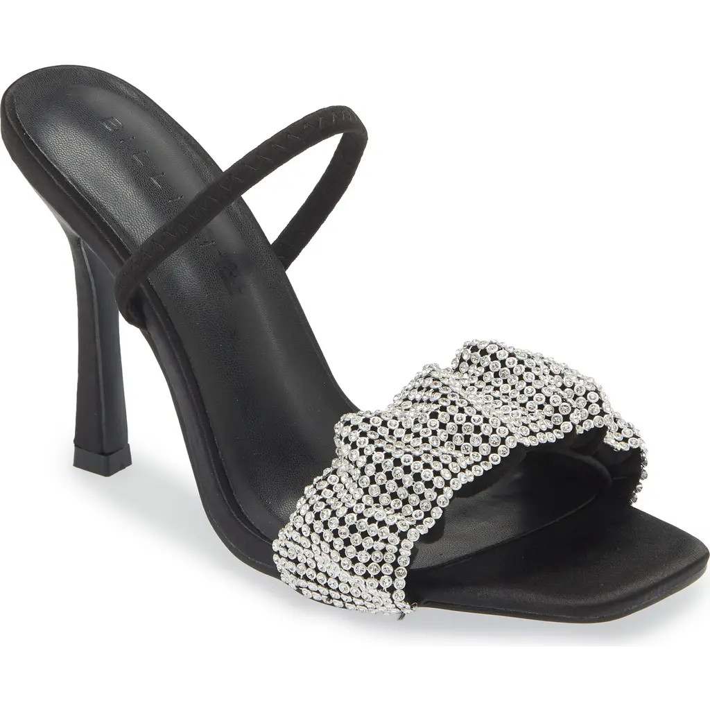 Billini Brandi Crystal Strap Sandal in Black Satin-Diamante at Nordstrom Rack, Size 10 | Nordstrom Rack