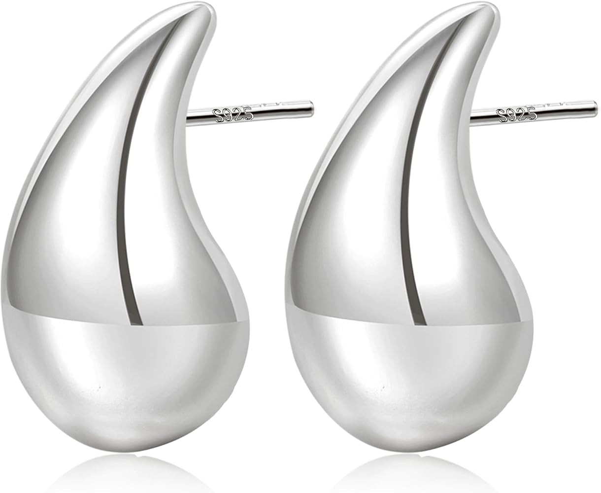 LOUMILEO Extra Large Drop Earring Dupes Hypoallergenic Chunky Gold Hoop Earrings Lightweight Wate... | Amazon (US)