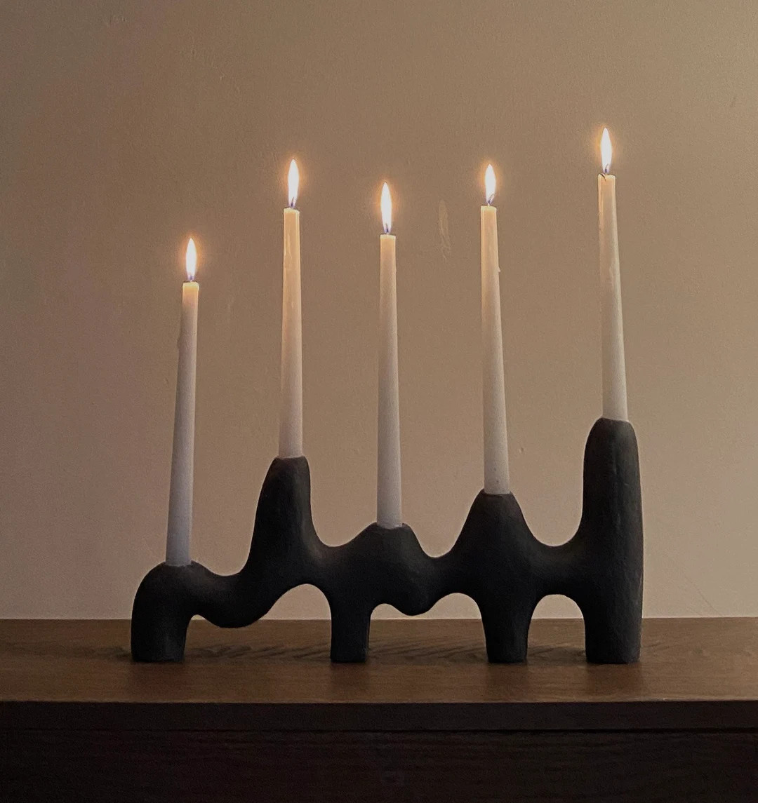 SMUL II Candle Holder Black Ceramic Candlestick - Etsy | Etsy (US)