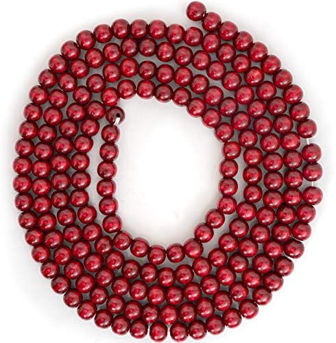 Ornativity Red Cranberry Wooden Garland - Rustic Red Wood Beaded Christmas Tree Decorations Garla... | Amazon (US)