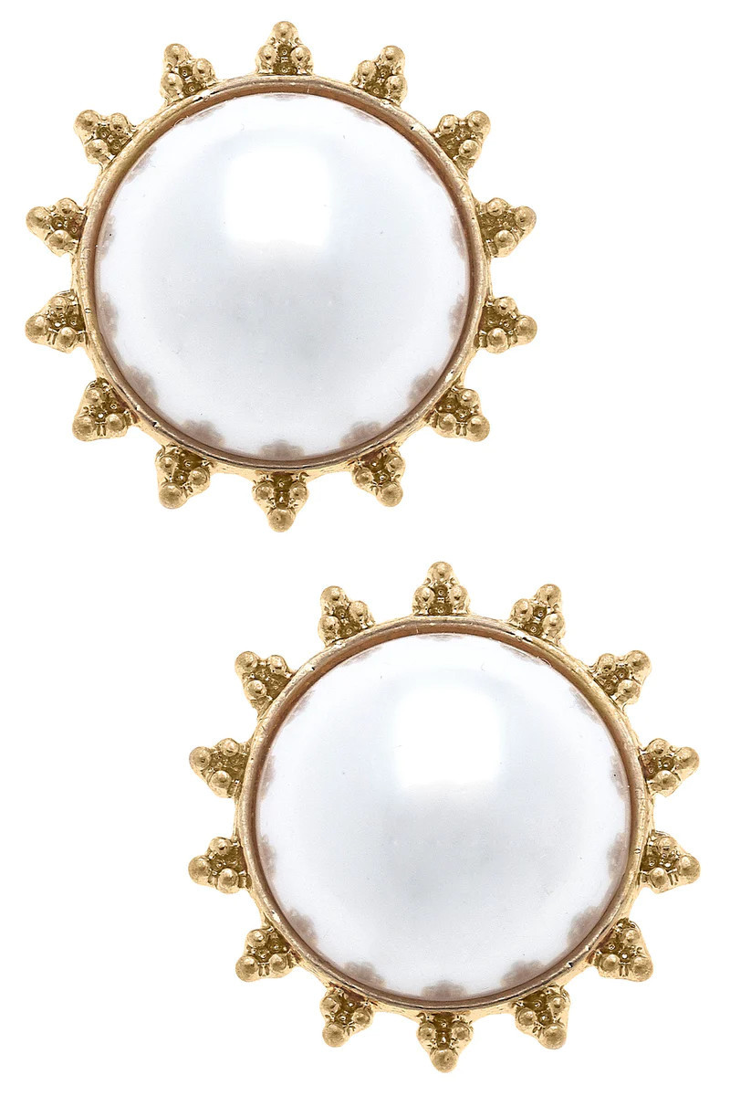 Arabella Pearl Stud Earrings in Ivory | CANVAS