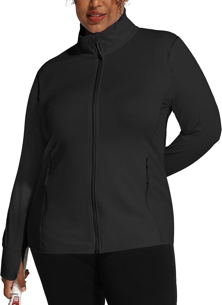 COOTRY Women's Plus Size Athletic Jackets Zip Up Lightweight Workout Running Track Jackets with T... | Amazon (US)