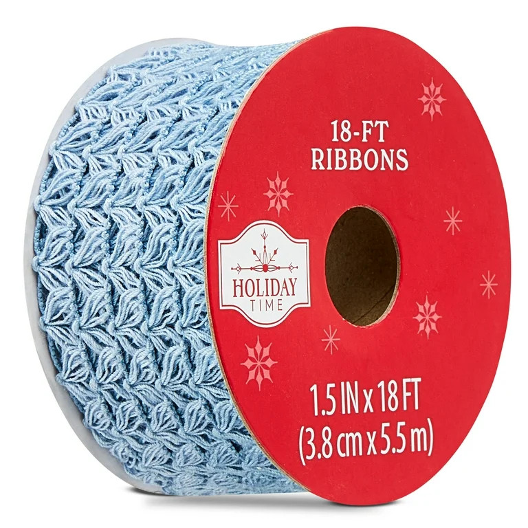Christmas Ribbon, Light Blue, 1.5" x 18', by Holiday Time - Walmart.com | Walmart (US)