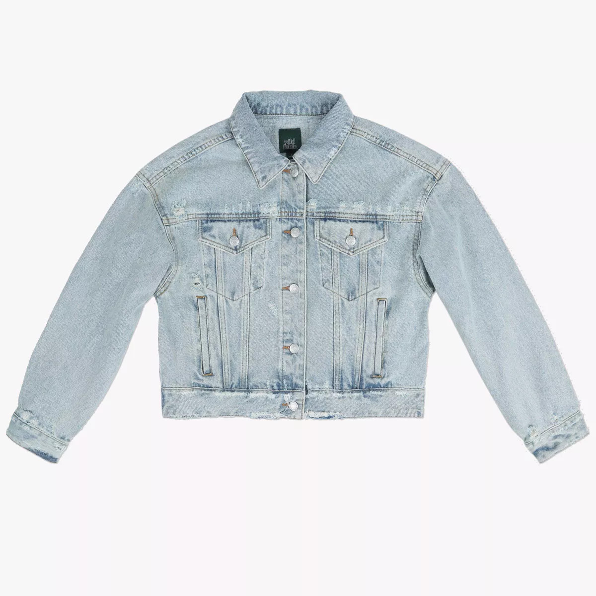 Women's Cropped Denim Trucker Jacket - Wild Fable™ | Target