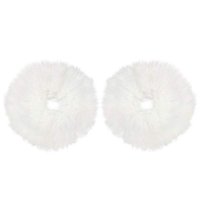 2pcs Pack Furry Faux Fur Hair Scrunchies Artificial Fur Hair Bobbles Elastic Hair Band Rope Wrist... | Amazon (US)