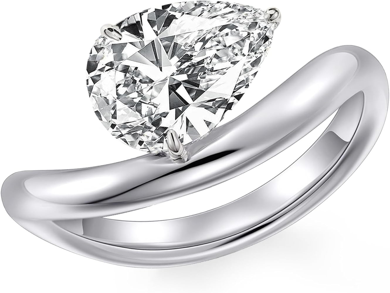 2CT 18K Gold Plated S925 Sterling Silver Pear Shaped Solitaire Engagement Ring For Women,Wedding ... | Amazon (US)