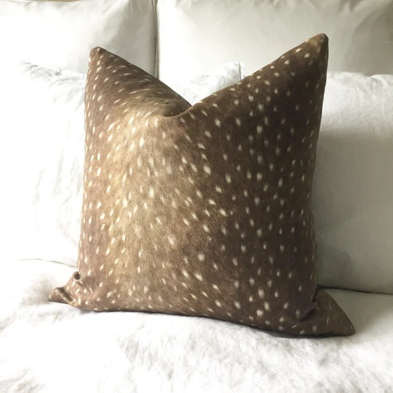 Deer Pillow Cover - Deer Print Pillow - Antelope Pillow - Tan Pillow - Fawn Print Pillow - Decora... | Etsy (US)