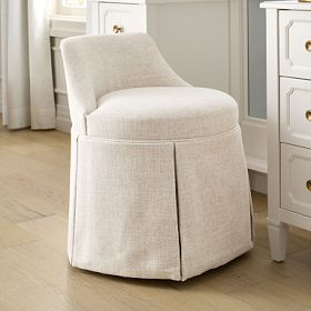 Kennedy Pleated Swivel Vanity Stool | Pottery Barn Teen