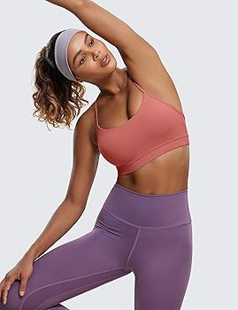 CRZ YOGA Butterluxe Womens Y Back Sports Bra - Padded Racerback Low Impact Spaghetti Thin Strap W... | Amazon (US)