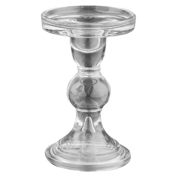 Glass Pillar/Taper Candleholder - Diamond Star | Target