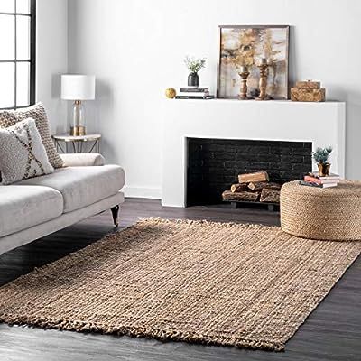 nuLOOM Hand Woven Chunky Natural Jute Farmhouse Area Rug, 3' x 5', Natural | Amazon (US)