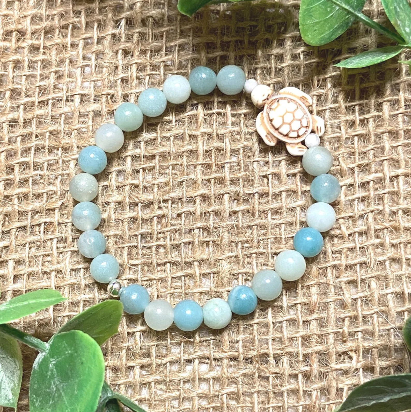 Amazonite with Sea Turtle Crystal Bracelet -  Healing Energy | Calming | Soothing | | Etsy (US)
